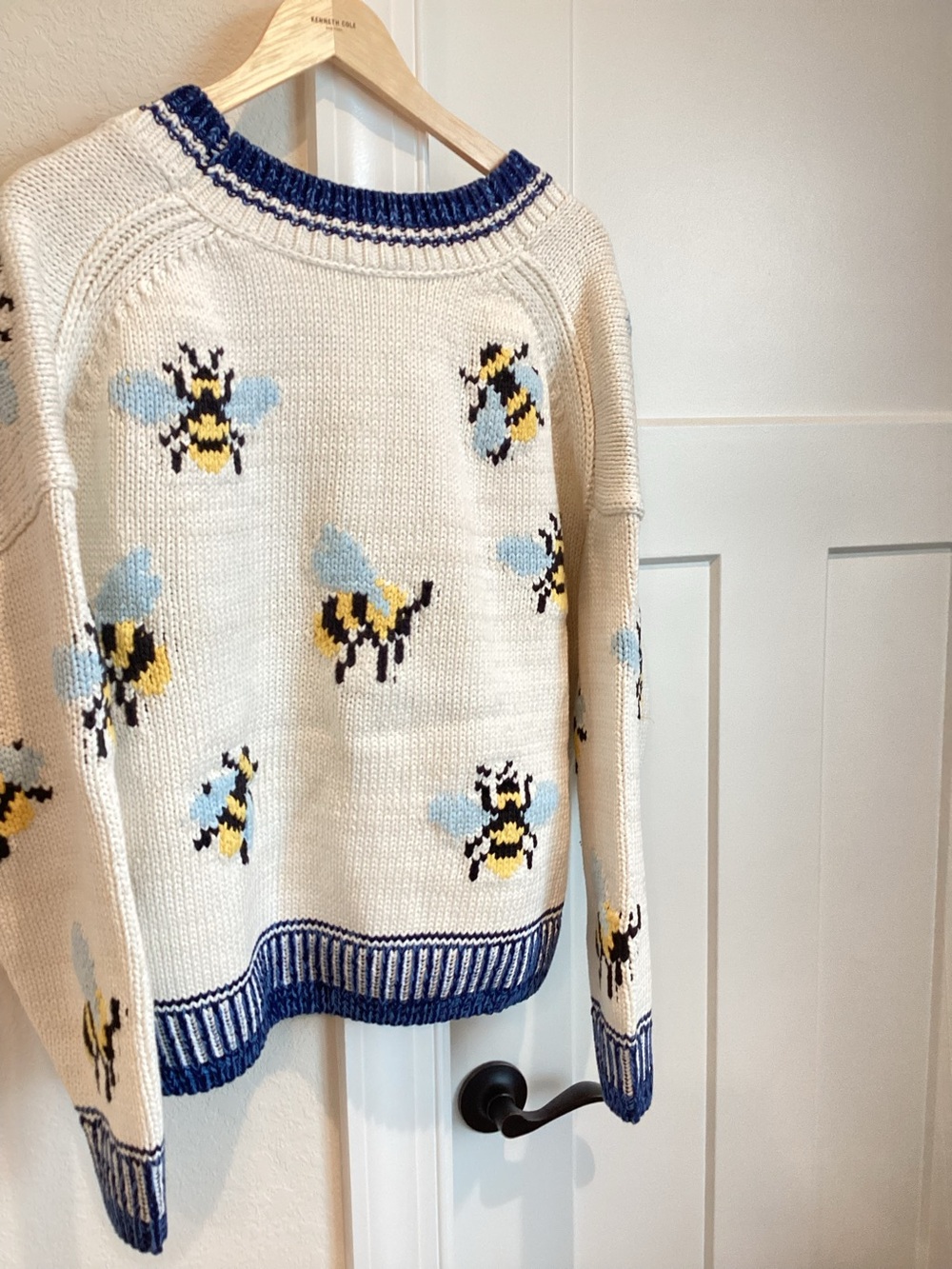 Anthropologie Bee Cardigan Sweater Maeve Icon Chunky New Medium Ivory Bumblebee - Picture 12 of 15